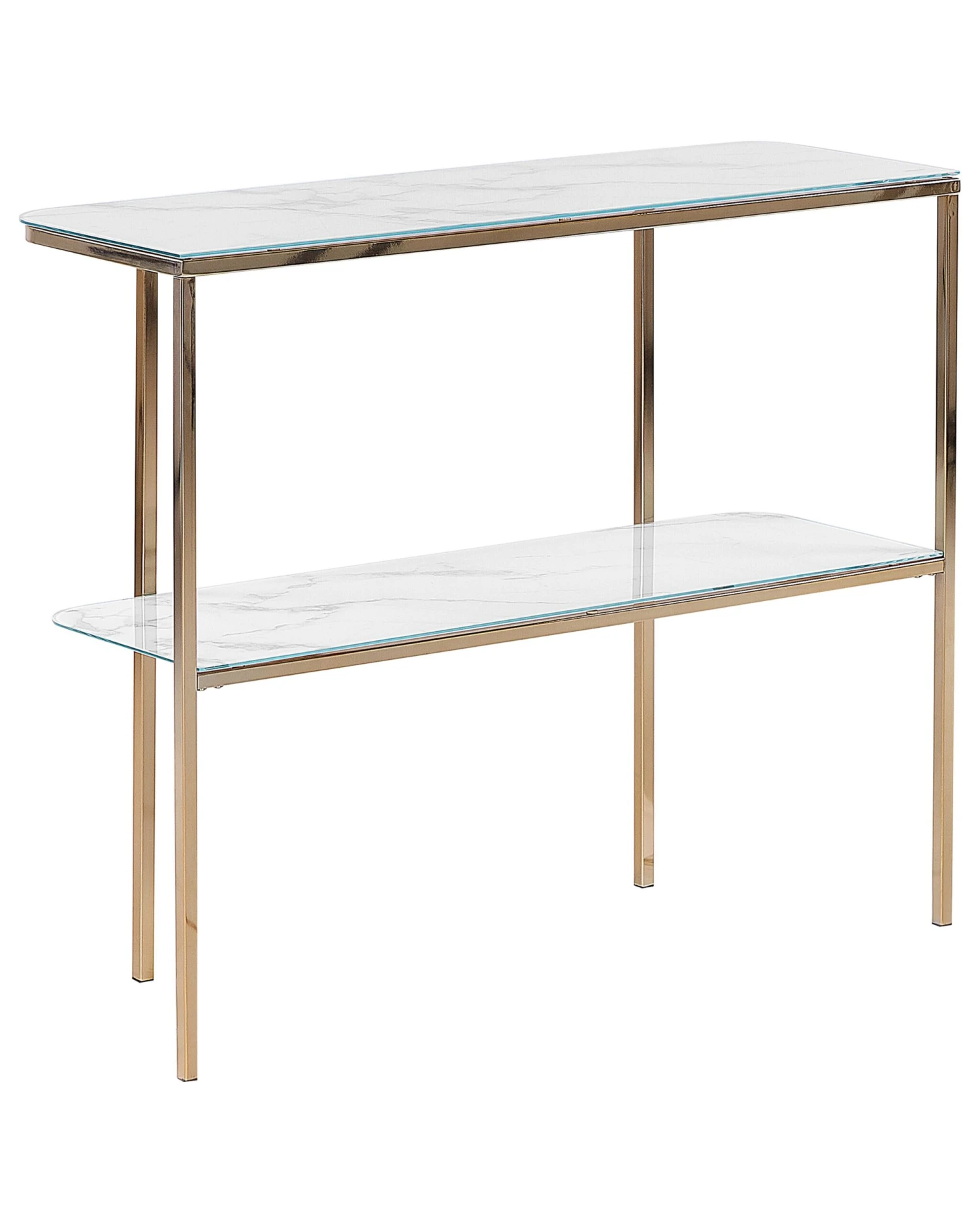 Glass Top Console Table Marble Effect White With Gold CALVERT 7 Glass Top Console Table Marble Effect White With Gold CALVERT - Image 5