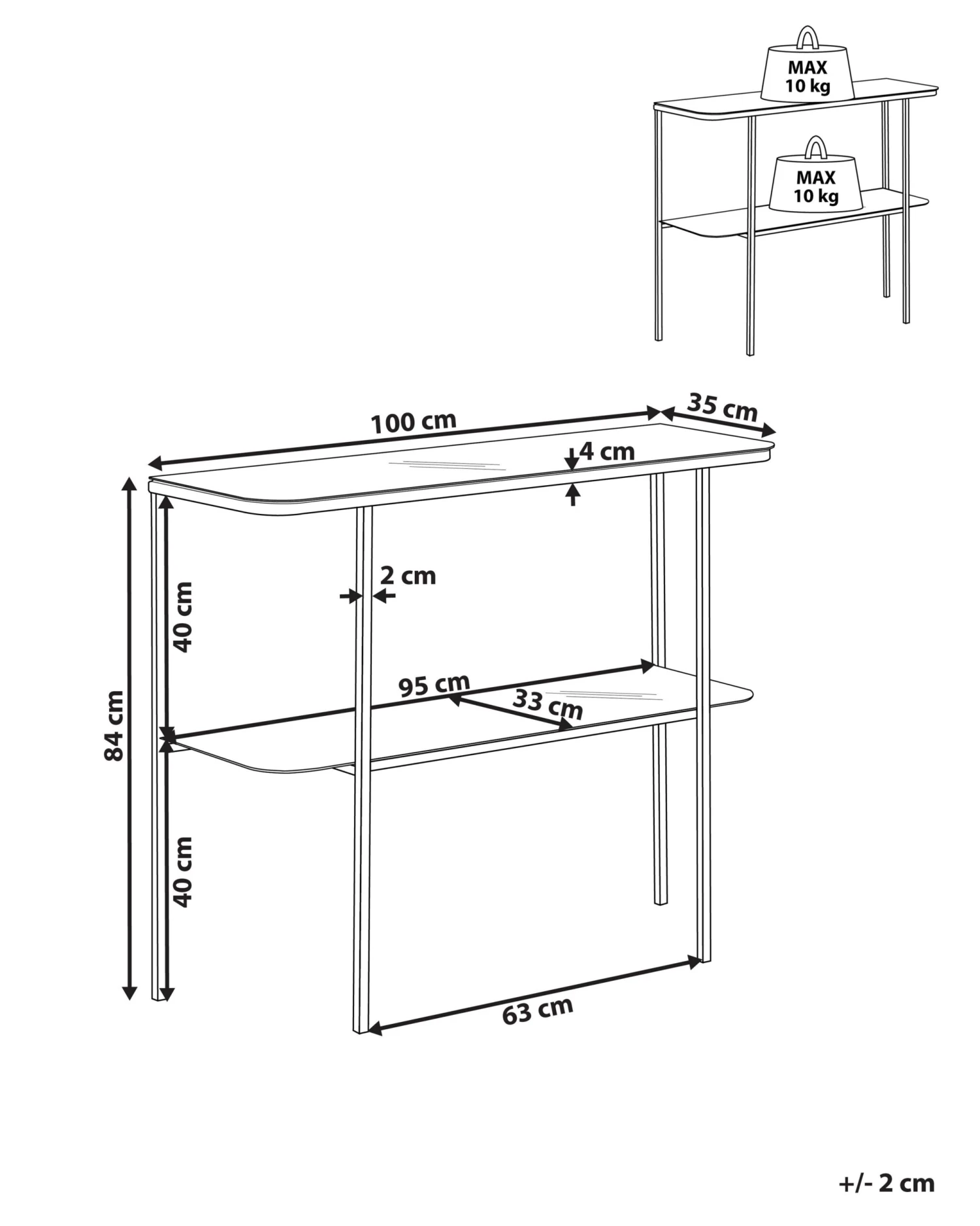 Glass Top Console Table Marble Effect White With Gold CALVERT 11 Glass Top Console Table Marble Effect White With Gold CALVERT - Image 9