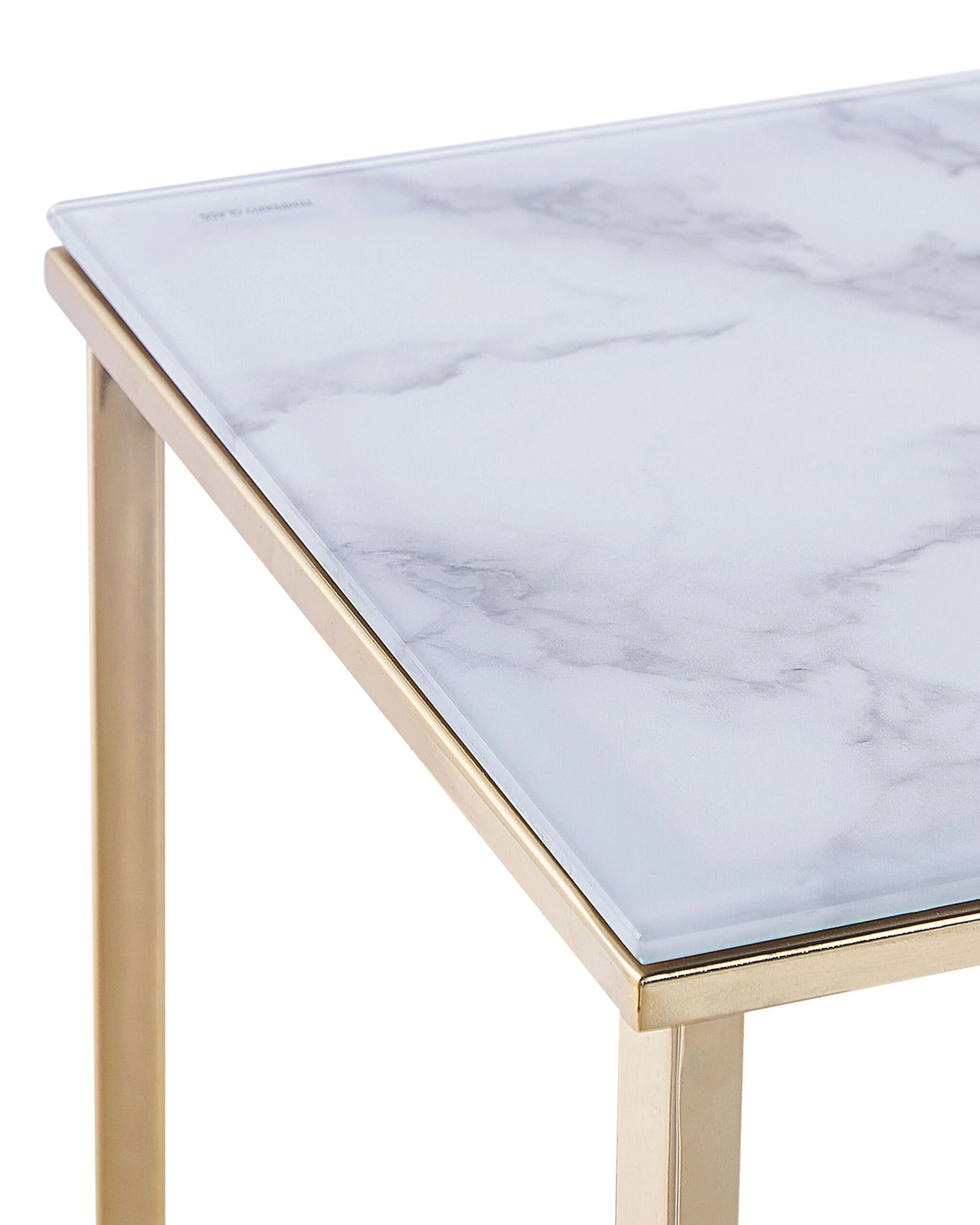 Glass Top Console Table Marble Effect White And Gold ROYSE - Image 4