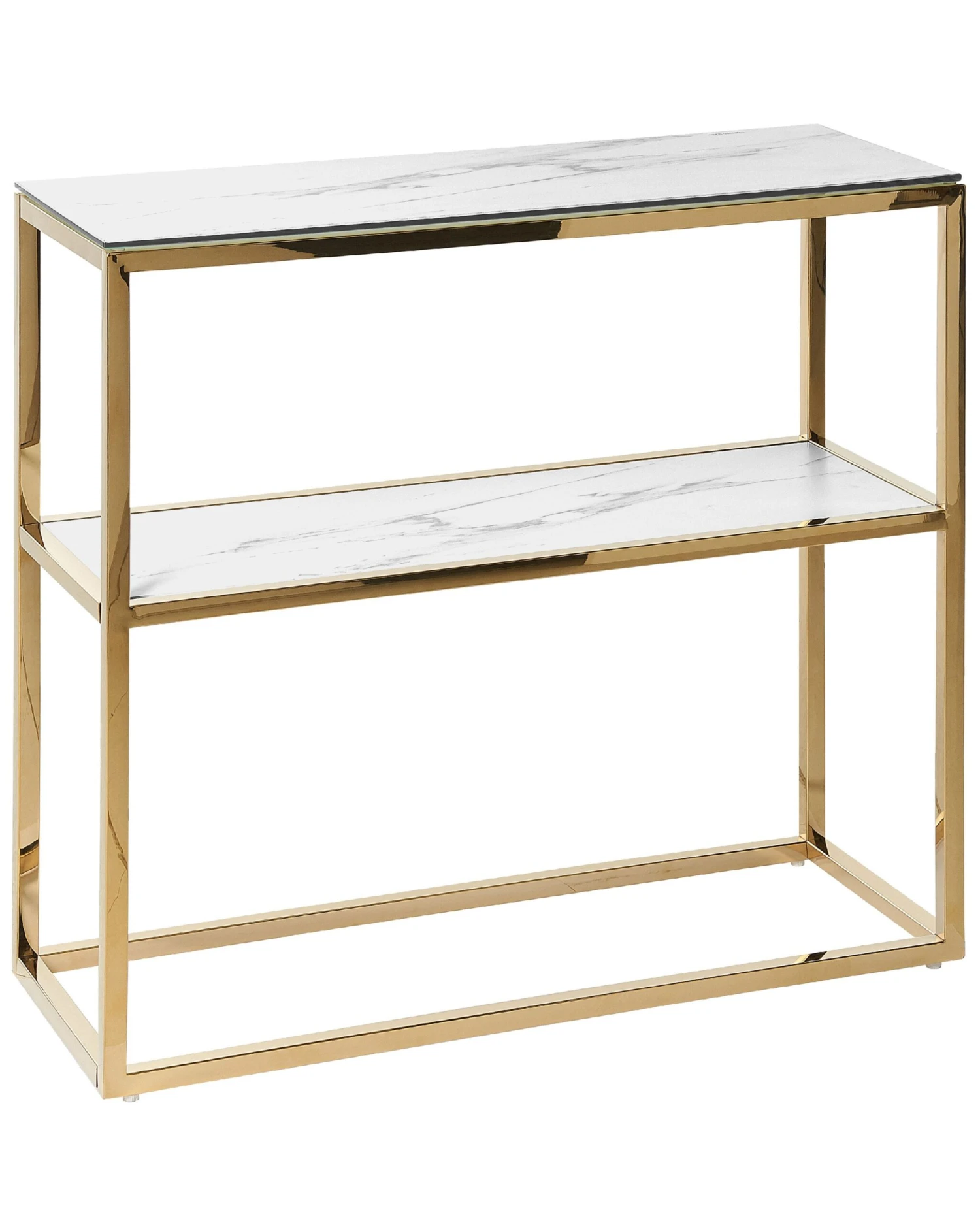 Glass Top Console Table Marble Effect White With Gold AZUSA 3 Glass Top Console Table Marble Effect White With Gold AZUSA