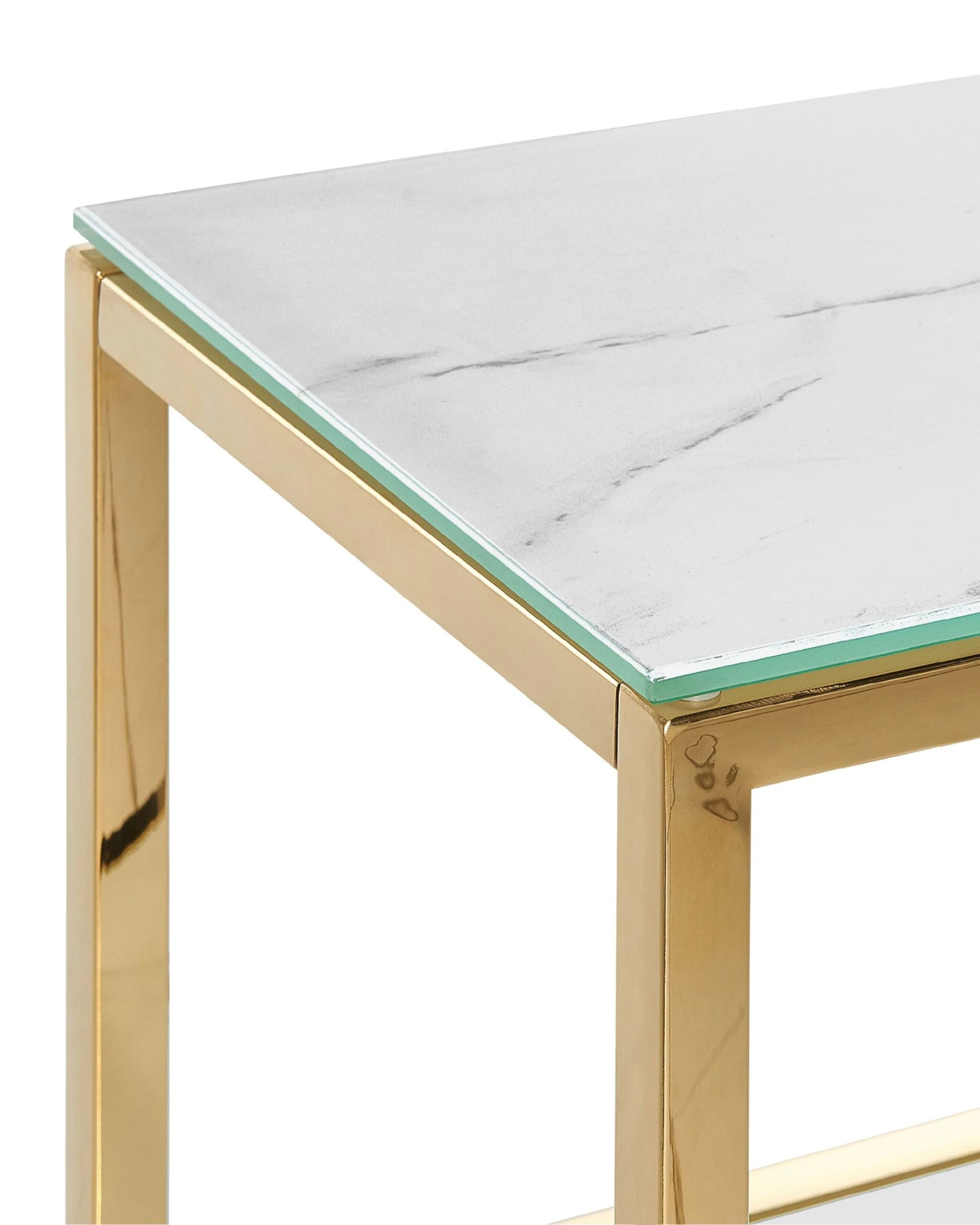 Glass Top Console Table Marble Effect White With Gold AZUSA 6 Glass Top Console Table Marble Effect White With Gold AZUSA - Image 4