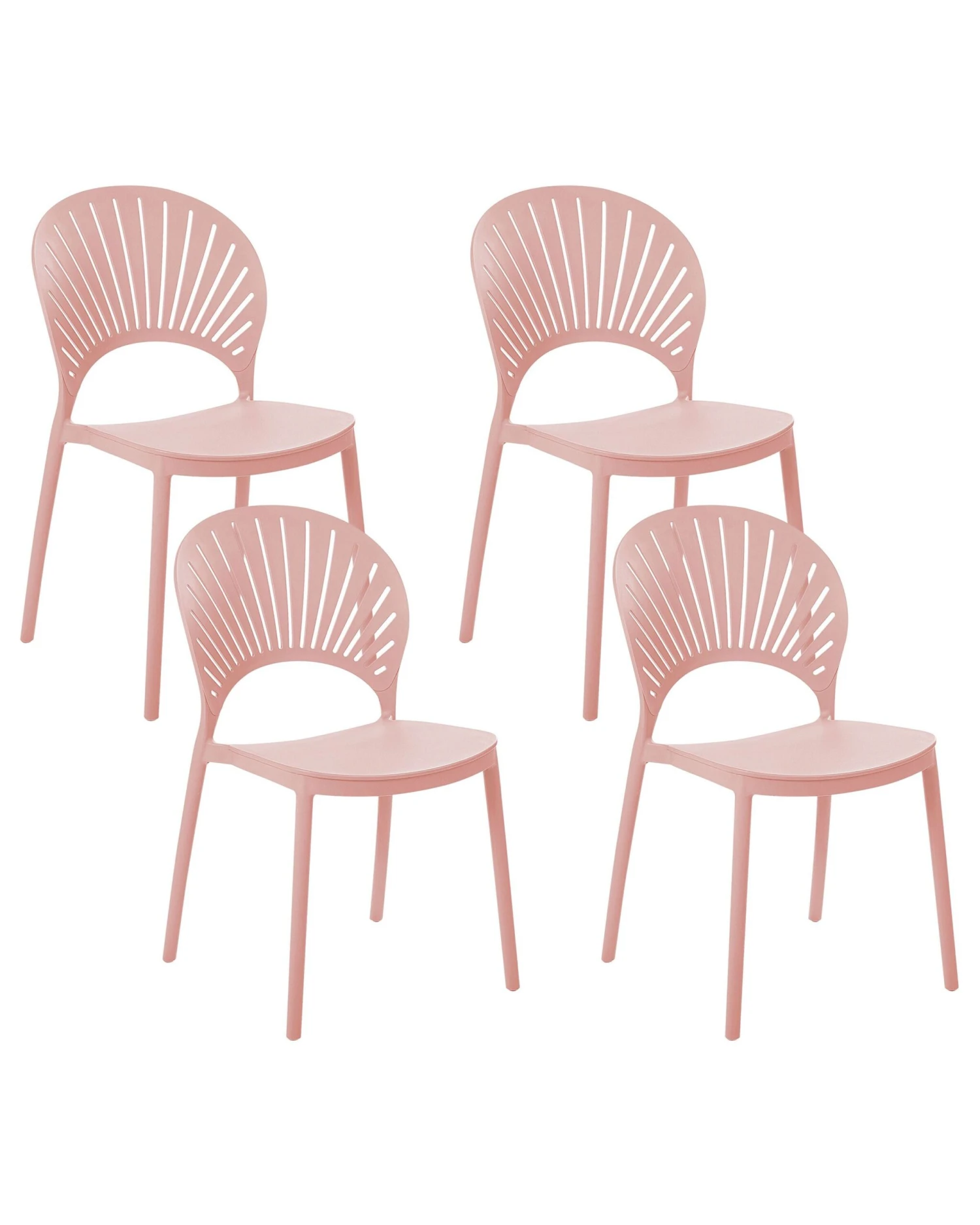 Set Of 4 Plastic Dining Chairs Pink OSTIA 3 Set Of 4 Plastic Dining Chairs Pink OSTIA
