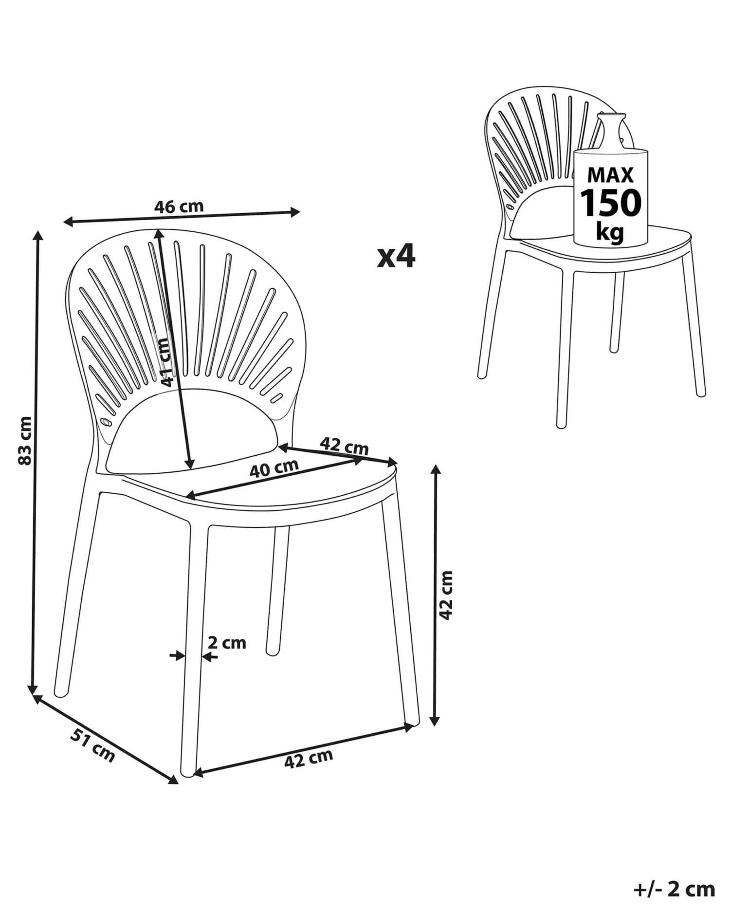 Set Of 4 Plastic Dining Chairs Pink OSTIA 11 Set Of 4 Plastic Dining Chairs Pink OSTIA - Image 9
