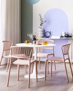 Set Of 4 Plastic Dining Chairs Pink GELA -Cheap Furniture Store undef src sa picid 825389 type whitesh image
