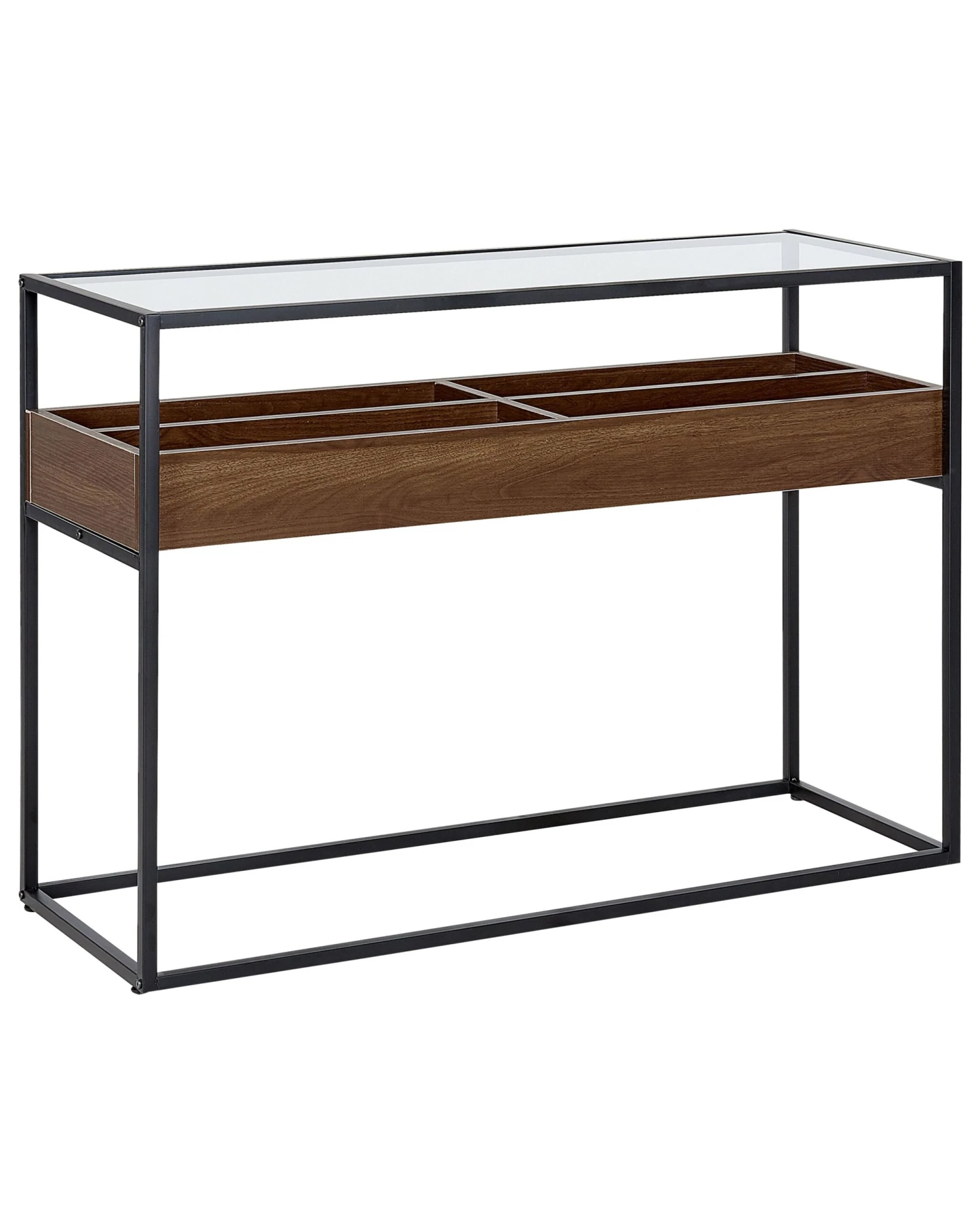 Glass Top Console Table Dark Wood And Black WACO 3 Glass Top Console Table Dark Wood And Black WACO
