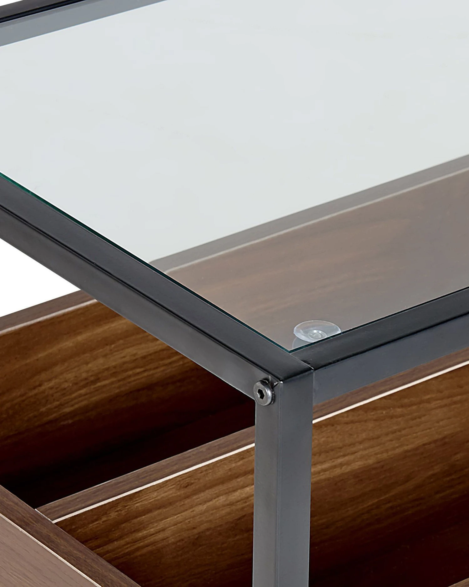 Glass Top Console Table Dark Wood And Black WACO 9 Glass Top Console Table Dark Wood And Black WACO - Image 7