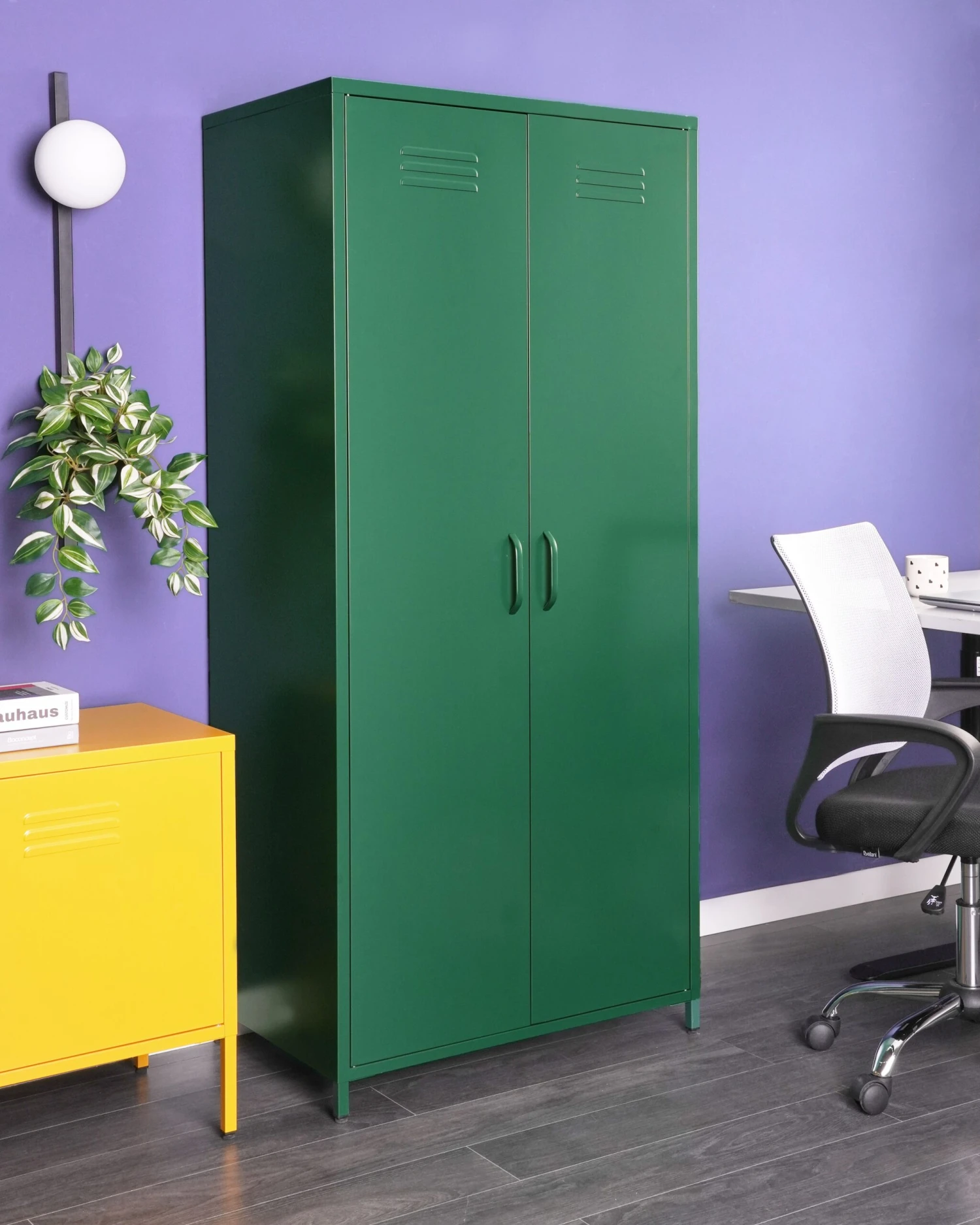 2 Door Metal Storage Cabinet Green VARNA - Image 2