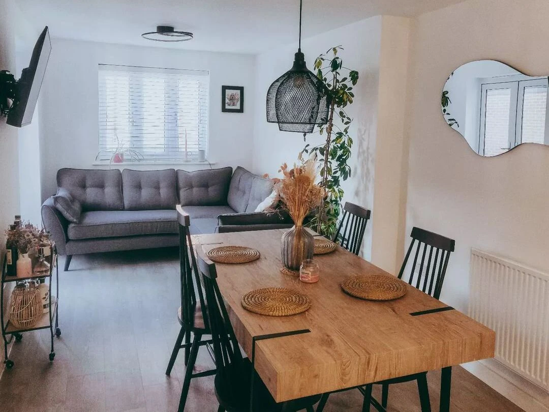 Dining Table Light Wood With Black ADENA Various Sizes - Image 3