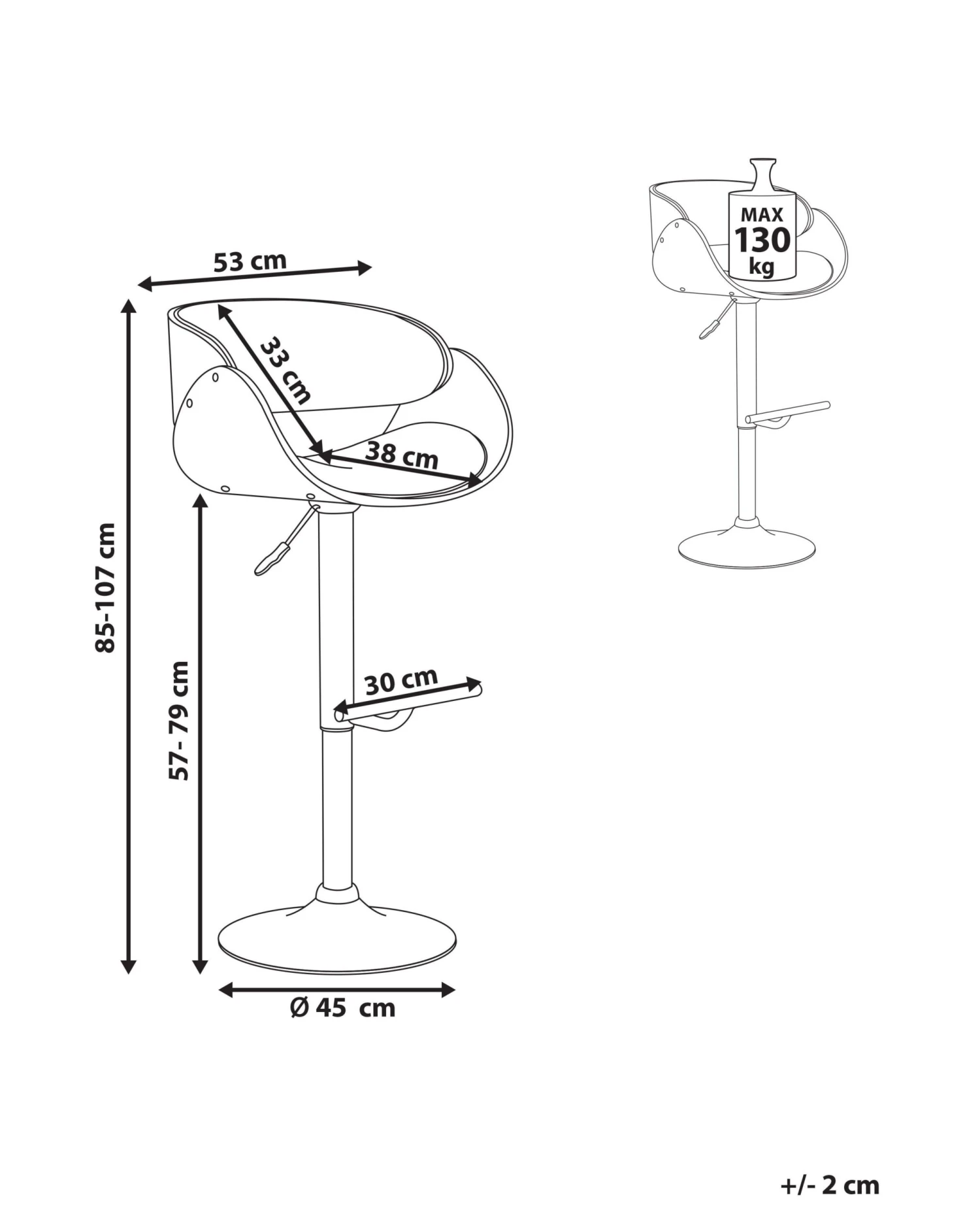 Swivel Bar Stool Dark Wood With Black BAKU II - Image 9
