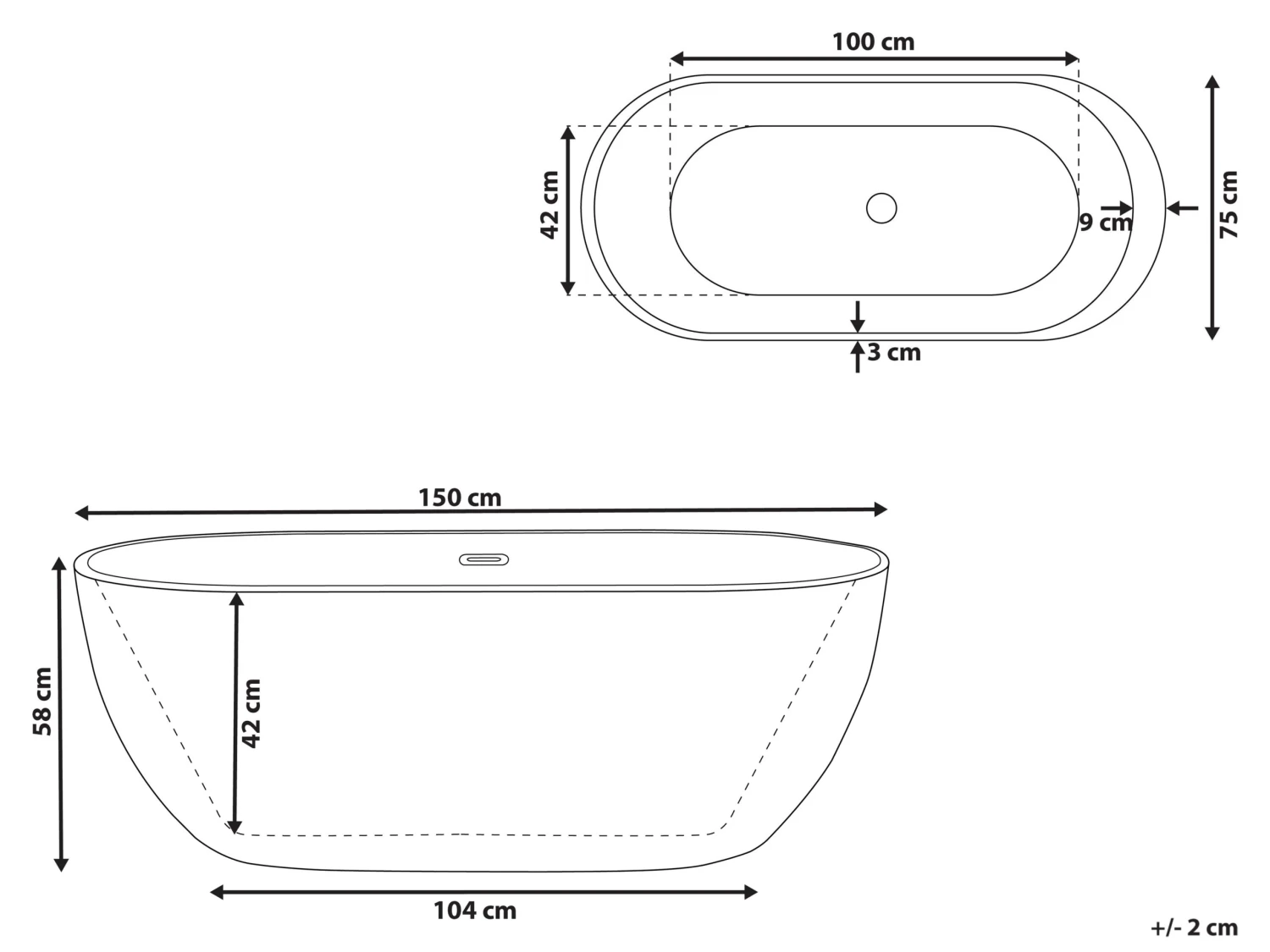 Freestanding Bath Red NEVIS Various Sizes - Image 10