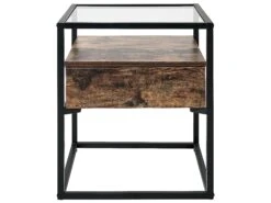 1 Drawer Glass Top Side Table Dark Wood With Black MAUK -Cheap Furniture Store undef src sa picid 829044 type whitesh image