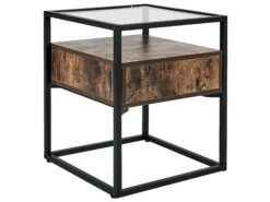 1 Drawer Glass Top Side Table Dark Wood With Black MAUK -Cheap Furniture Store undef src sa picid 829045 type whitesh image