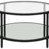 Glass Top Coffee Table With Mirrored Shelf Black BIRNEY