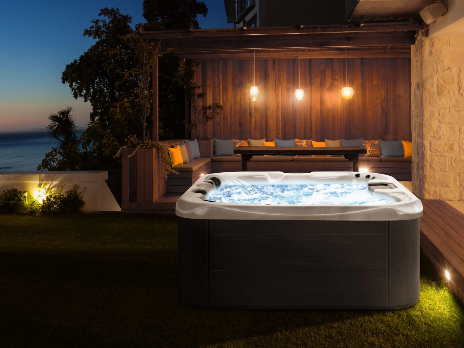 Square Hot Tub With LED White LASTARRIA 5 Square Hot Tub With LED White LASTARRIA - Image 3
