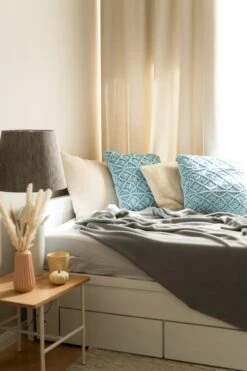 Set Of 2 Cotton Macrame Cushions 45 X 40 Cm Blue GOREME 15 Set Of 2 Cotton Macrame Cushions 45 X 40 Cm Blue GOREME -Cheap Furniture Store undef src sa picid 831786 type whitesh image