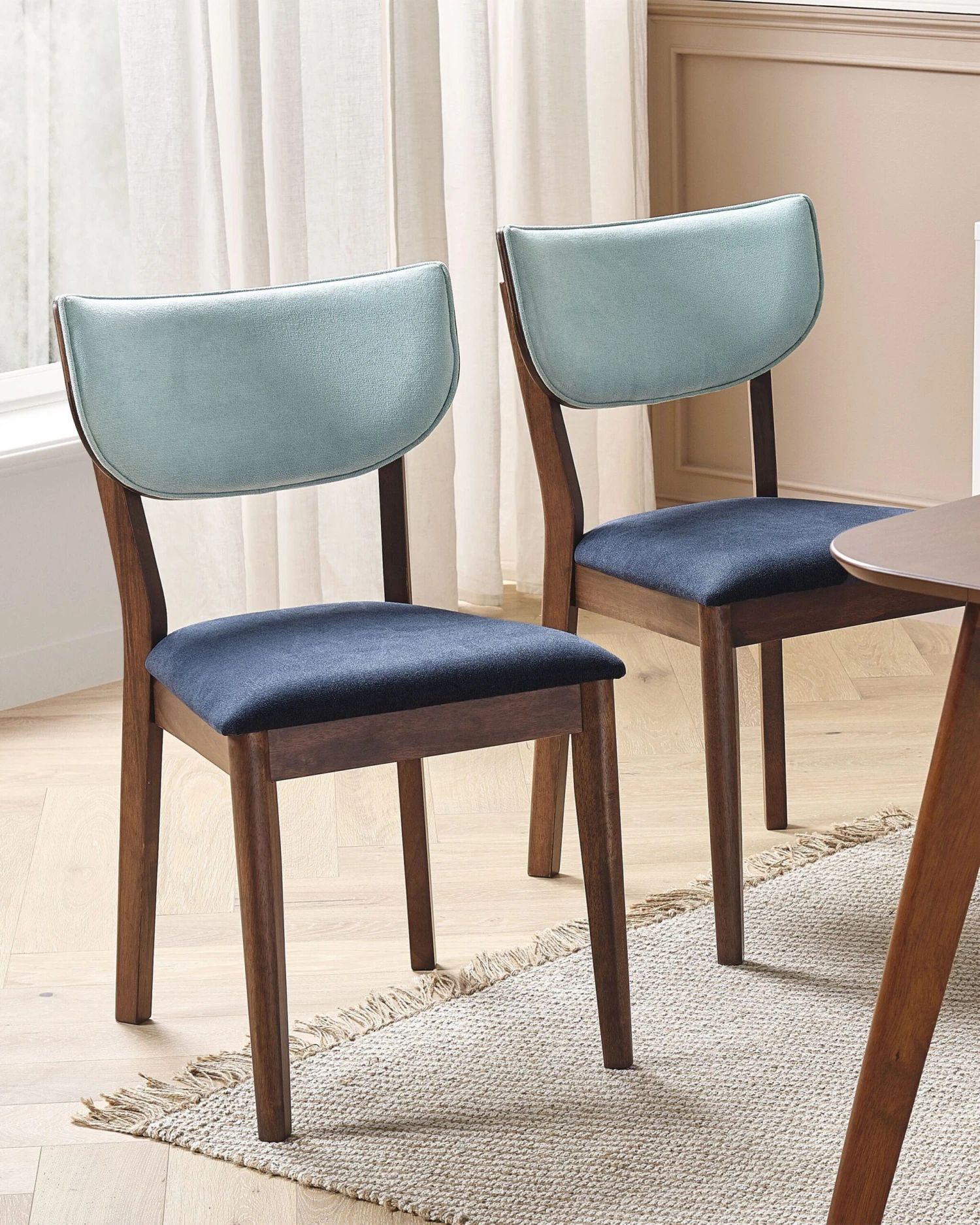 Set Of 2 Wooden Dining Chairs Dark Wood And Blue MOKA - Image 3