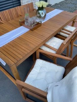 6 Seater Acacia Wood Garden Dining Set SASSARI -Cheap Furniture Store undef src sa picid 834775 type whitesh image