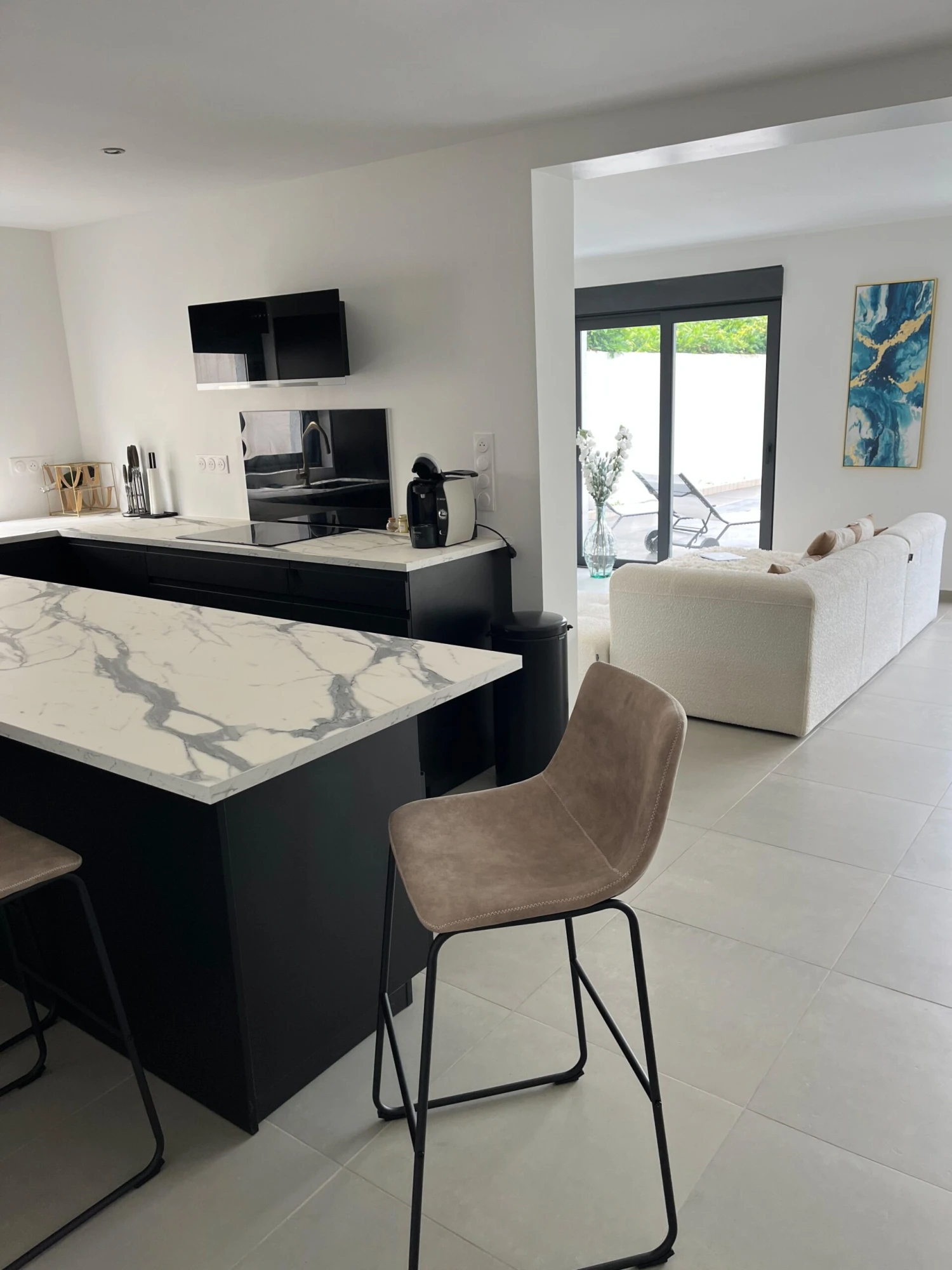 Set Of 2 Fabric Bar Chairs Beige FRANKS 7 Set Of 2 Fabric Bar Chairs Beige FRANKS - Image 5