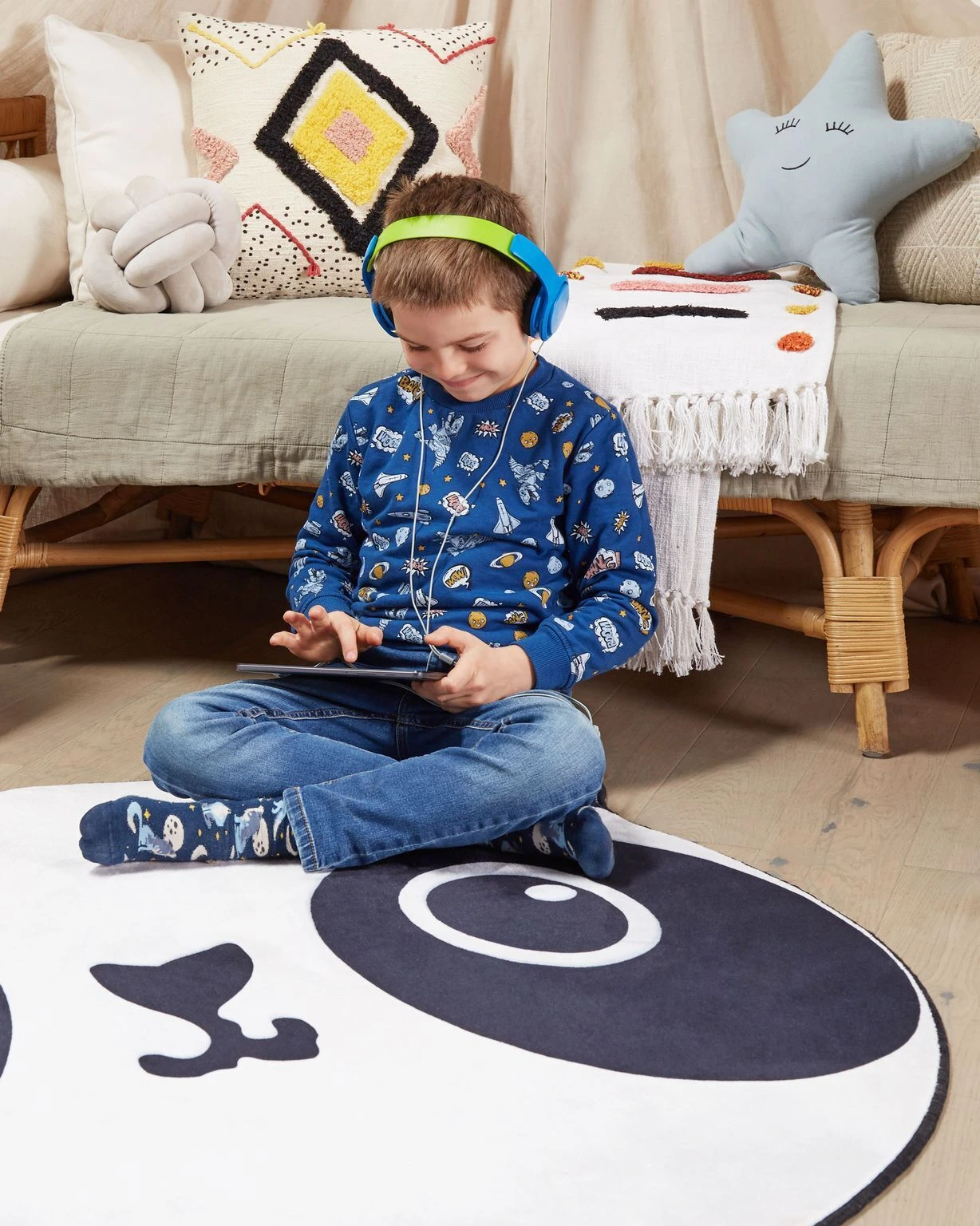 Kids Rug ⌀ 120 Cm White And Black PANDA - Image 4