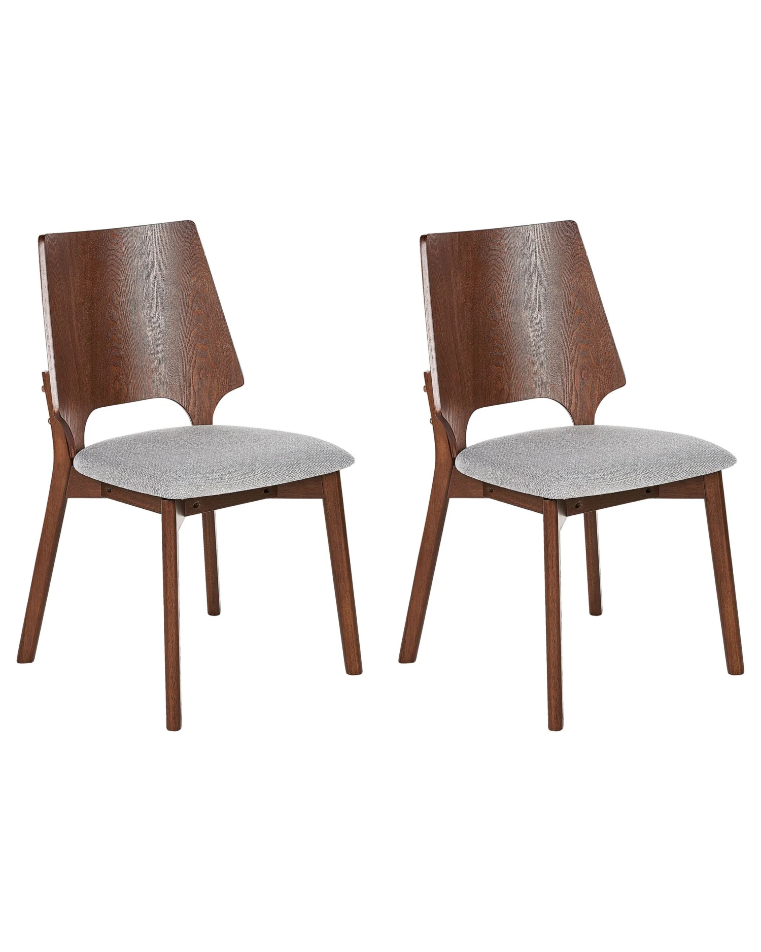 Set Of 2 Dining Chairs Dark Wood And Grey ABEE
