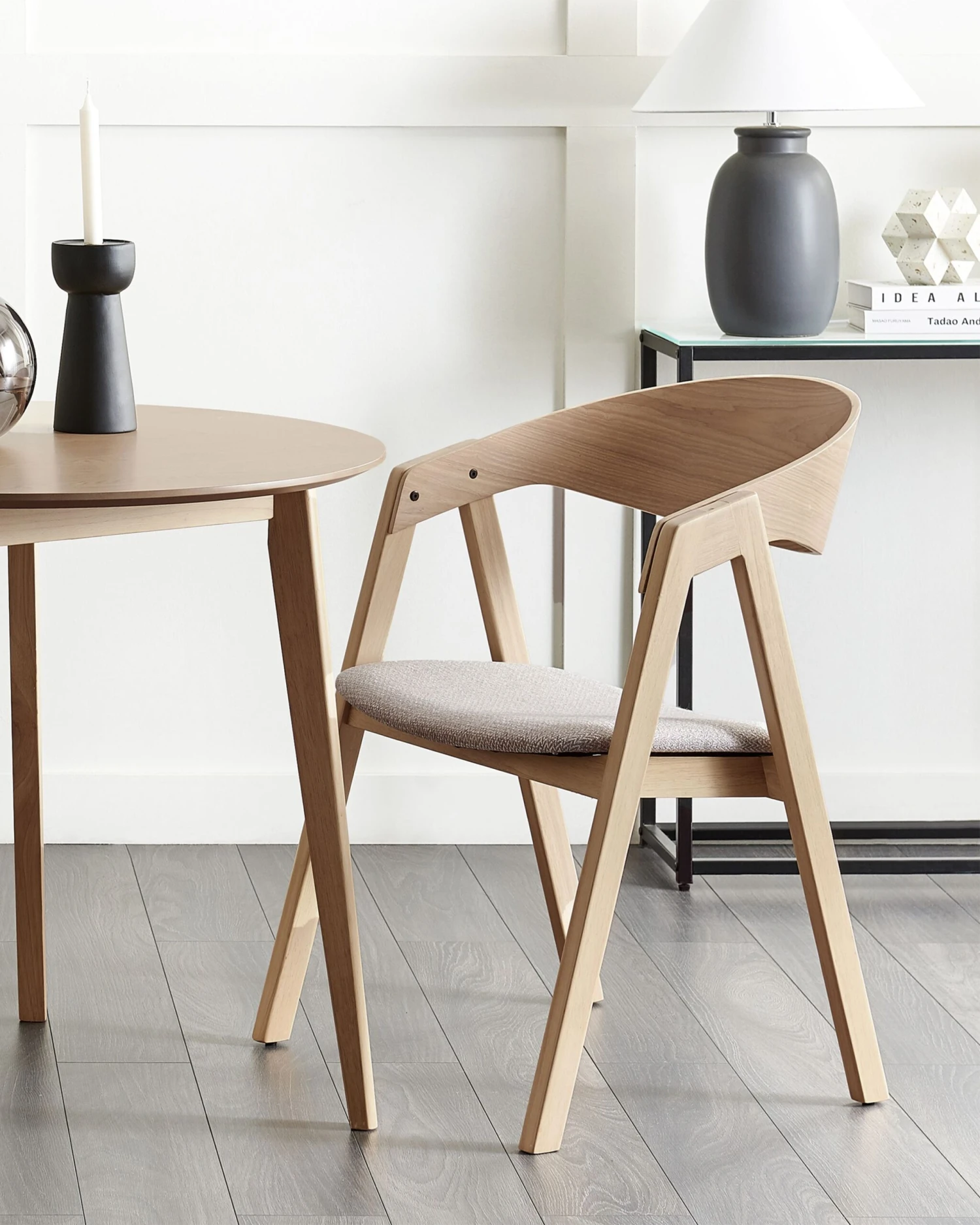 Set Of 2 Dining Chairs Light Wood And Grey YUBA - Image 2