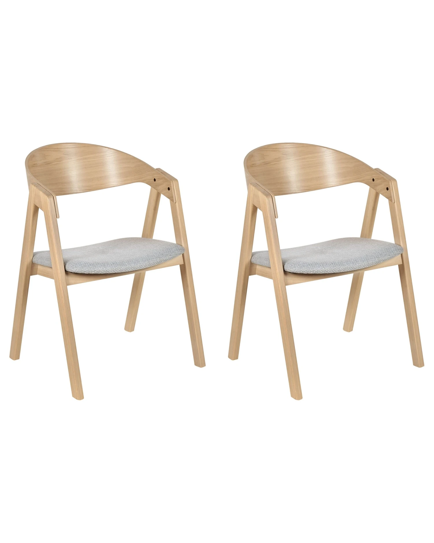 Set Of 2 Dining Chairs Light Wood And Grey YUBA