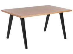 Dining Table 150 X 90 Cm Light Wood And Black LENISTER