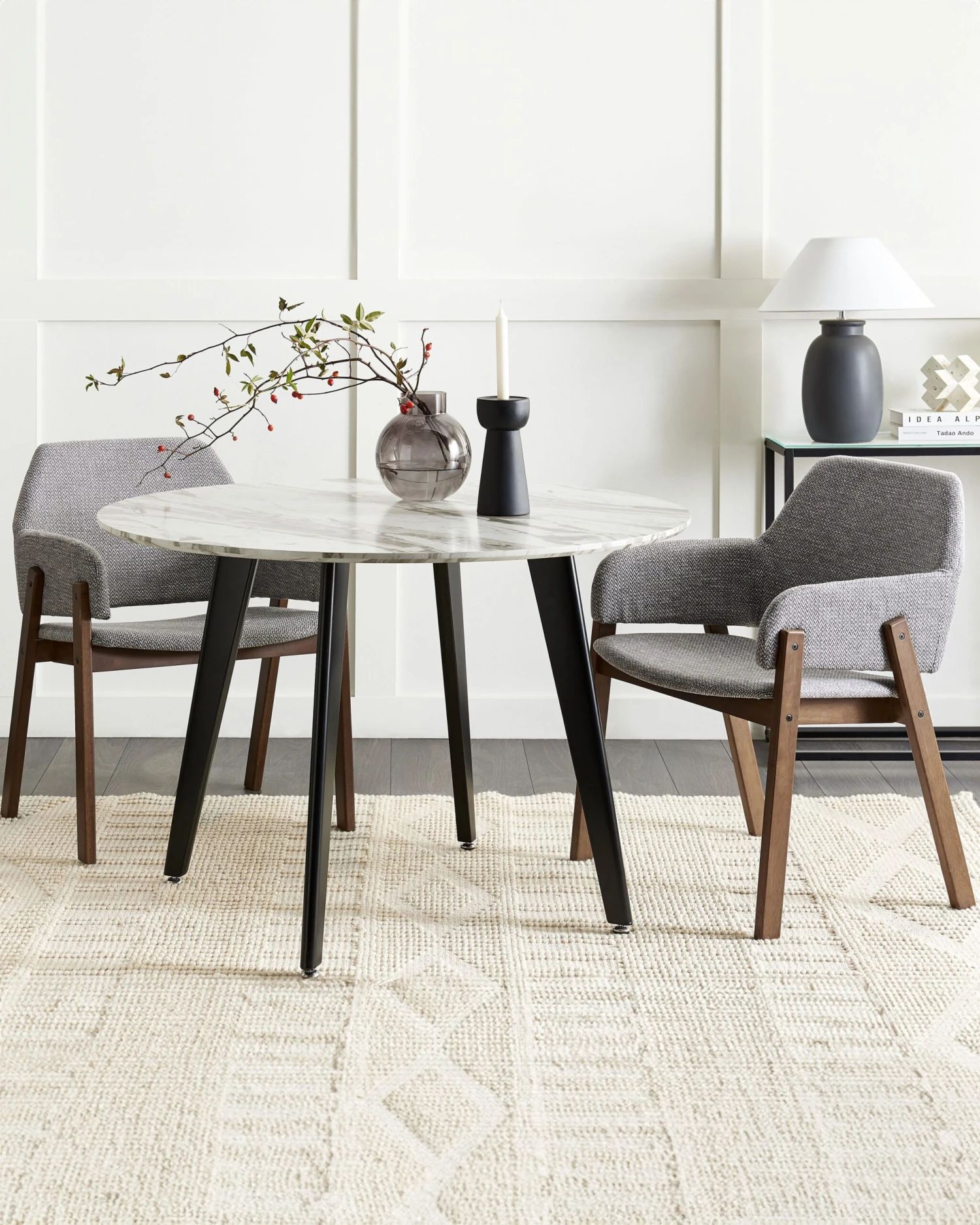 Set Of 2 Fabric Dining Chairs Dark Wood And Grey ALBION 4 Set Of 2 Fabric Dining Chairs Dark Wood And Grey ALBION - Image 2