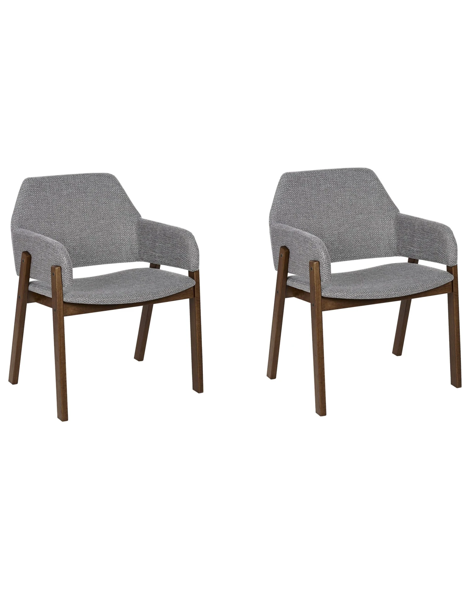 Set Of 2 Fabric Dining Chairs Dark Wood And Grey ALBION 3 Set Of 2 Fabric Dining Chairs Dark Wood And Grey ALBION