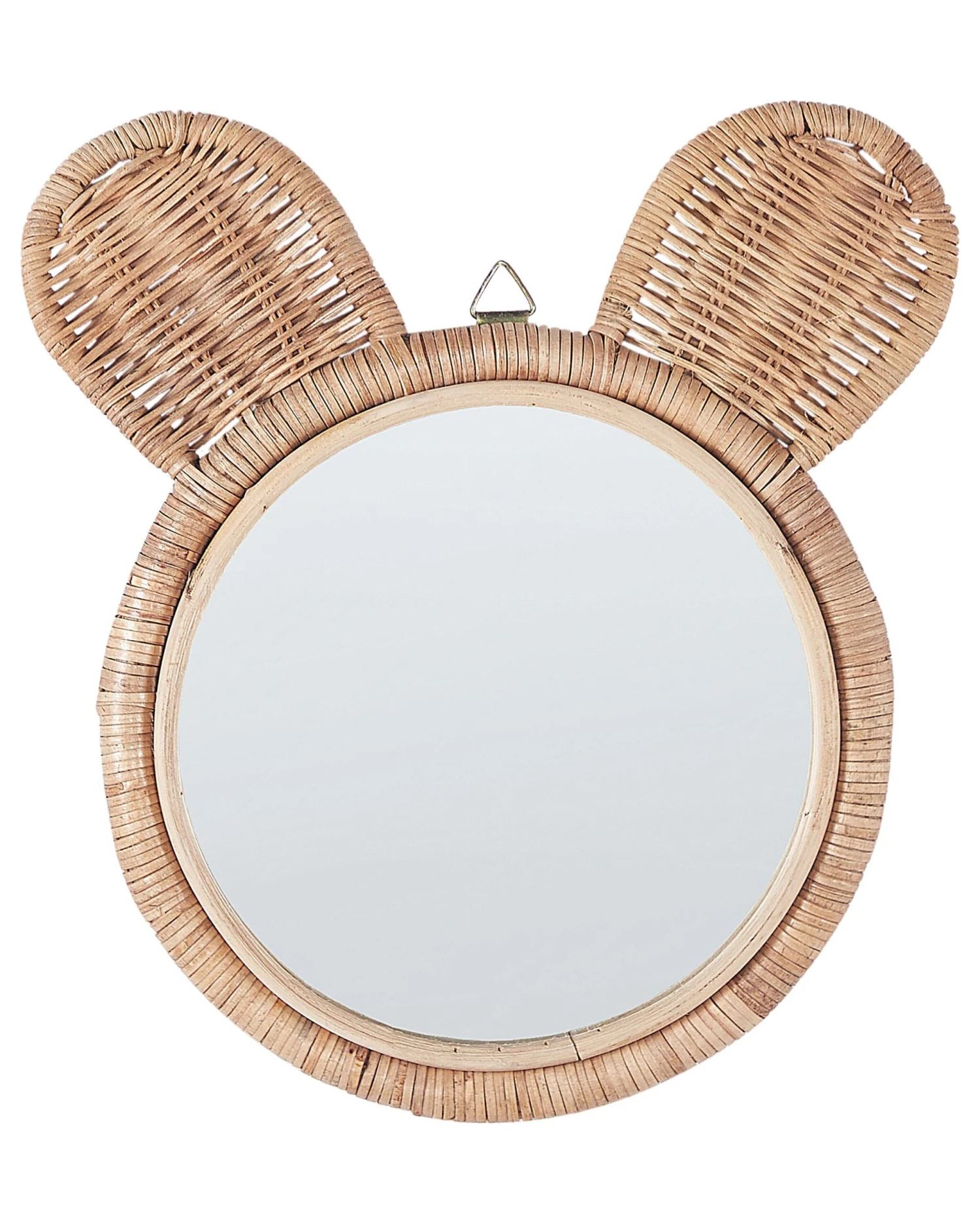 Rattan Bear Wall Mirror ø 20 Cm Natural ASHANTI