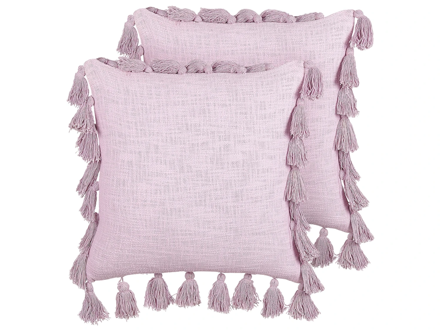 Set Of 2 Cotton Cushions With Tassels 45 X 45 Cm Pink LYNCHIS