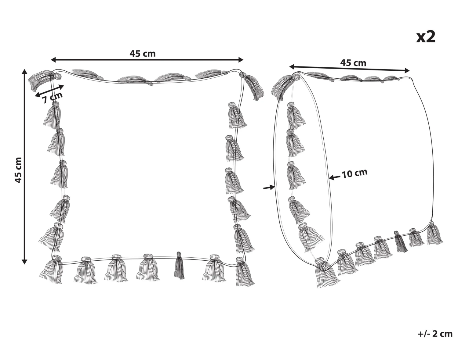 Set Of 2 Cotton Cushions With Tassels 45 X 45 Cm Pink LYNCHIS - Image 7