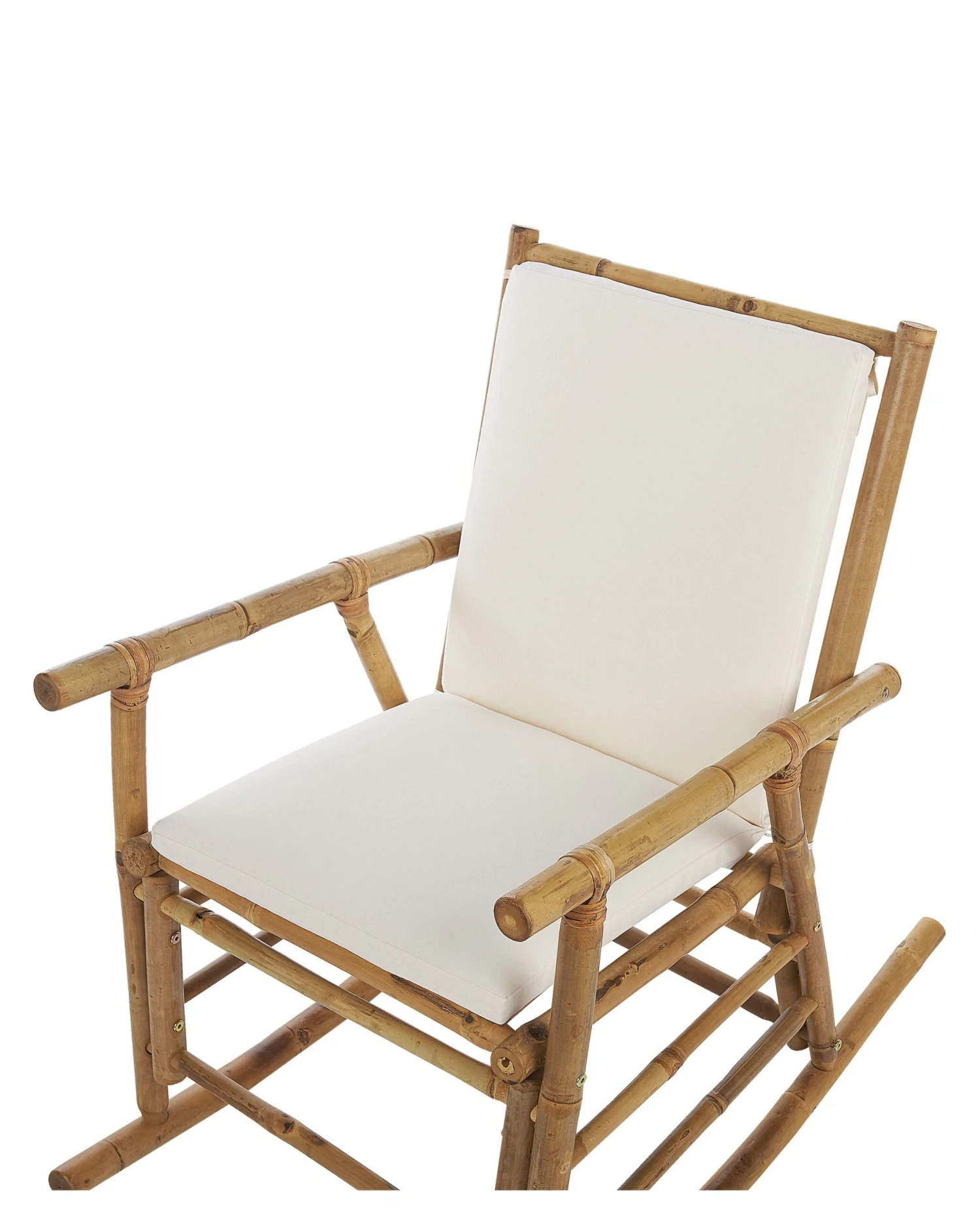 Bamboo Rocking Chair Light Wood And Off-White FRIGOLE - Image 4