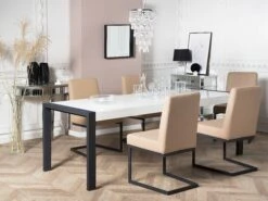 Dining Table 220 X 90 Cm White With Black ARCTIC I -Cheap Furniture Store undef src sa picid 839658 type whitesh image