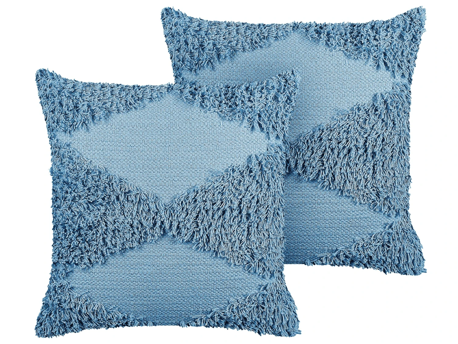Set Of 2 Tufted Cotton Cushions 45 X 45 Cm Blue RHOEO