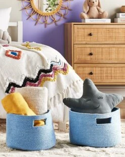 Set Of 2 Cotton Baskets Blue CHINIOT -Cheap Furniture Store undef src sa picid 840478 type color image