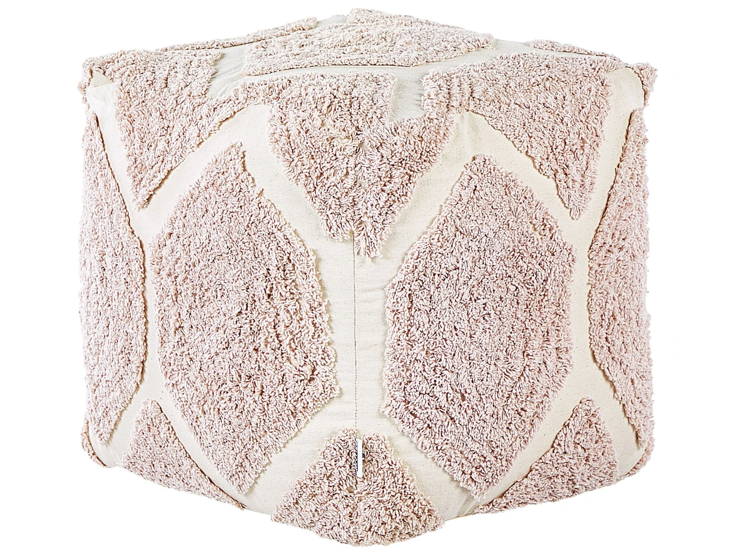 Cotton Pouffe 40 X 40 Cm Beige And Pink ROJHAN