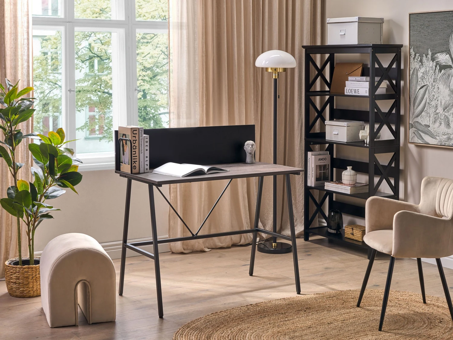 Home Office Set Dark Wood And Black FOSTER/HASTINGS - Image 2