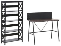 Home Office Set Dark Wood And Black FOSTER/HASTINGS