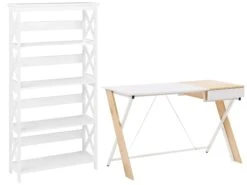 Home Office Set White And Light Wood FOSTER/HAMDEN