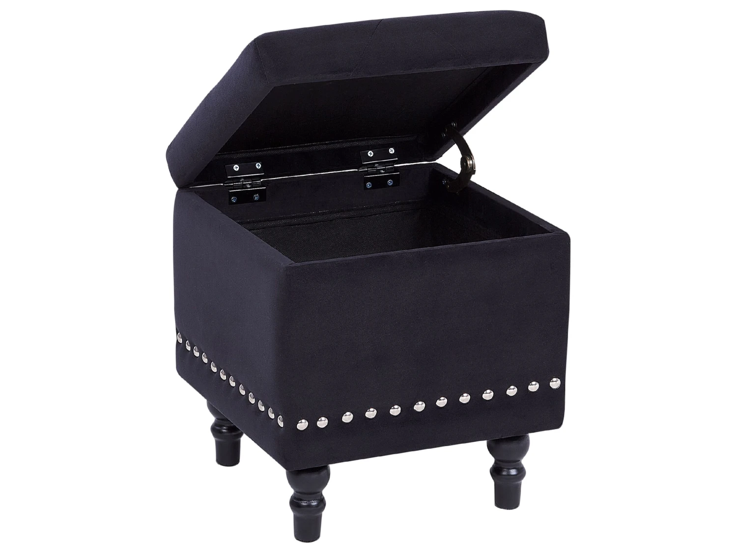 Velvet Footstool With Storage Black LORETTO 6 Velvet Footstool With Storage Black LORETTO - Image 4