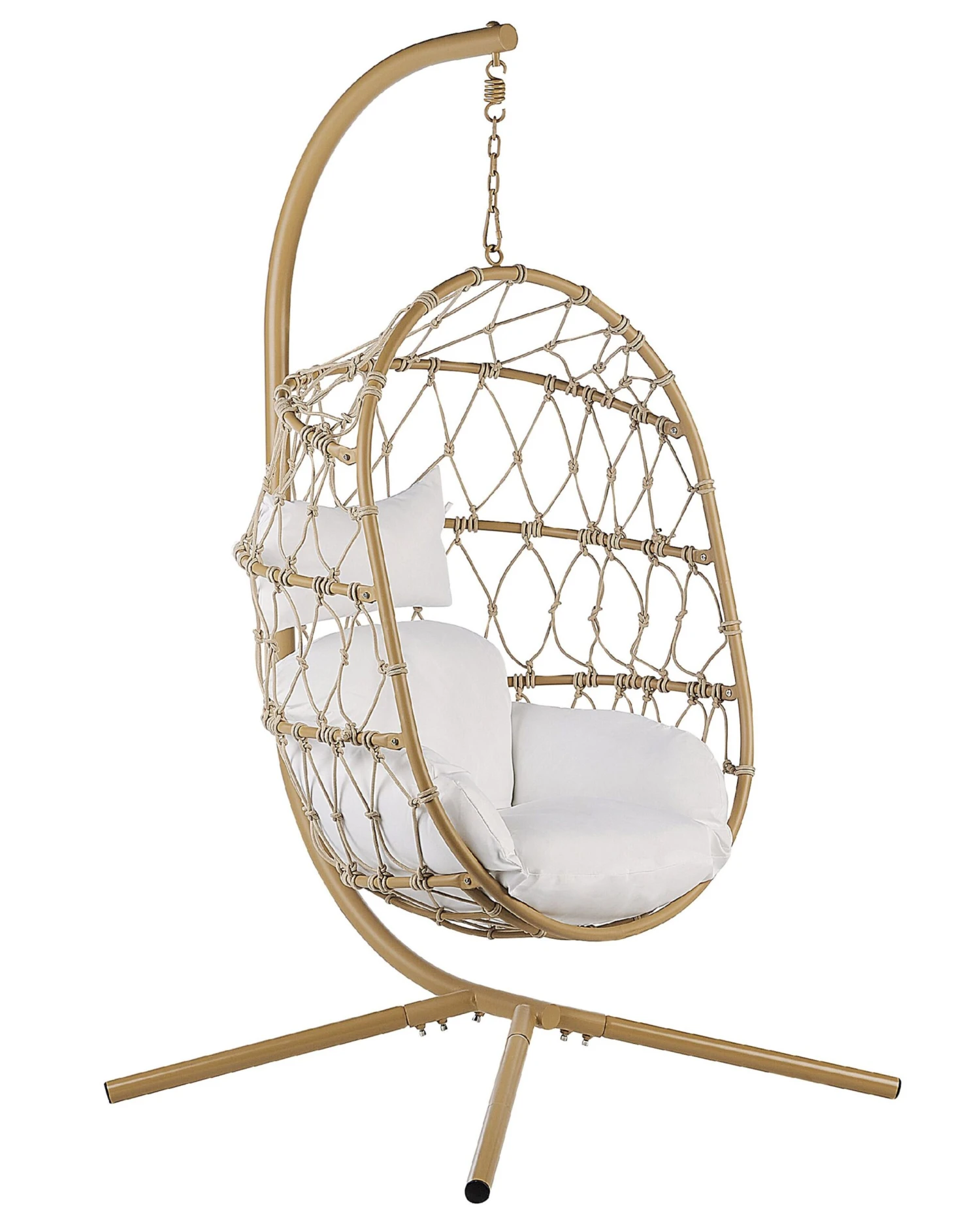 Hanging Chair With Stand Beige ADRIA 3 Hanging Chair With Stand Beige ADRIA