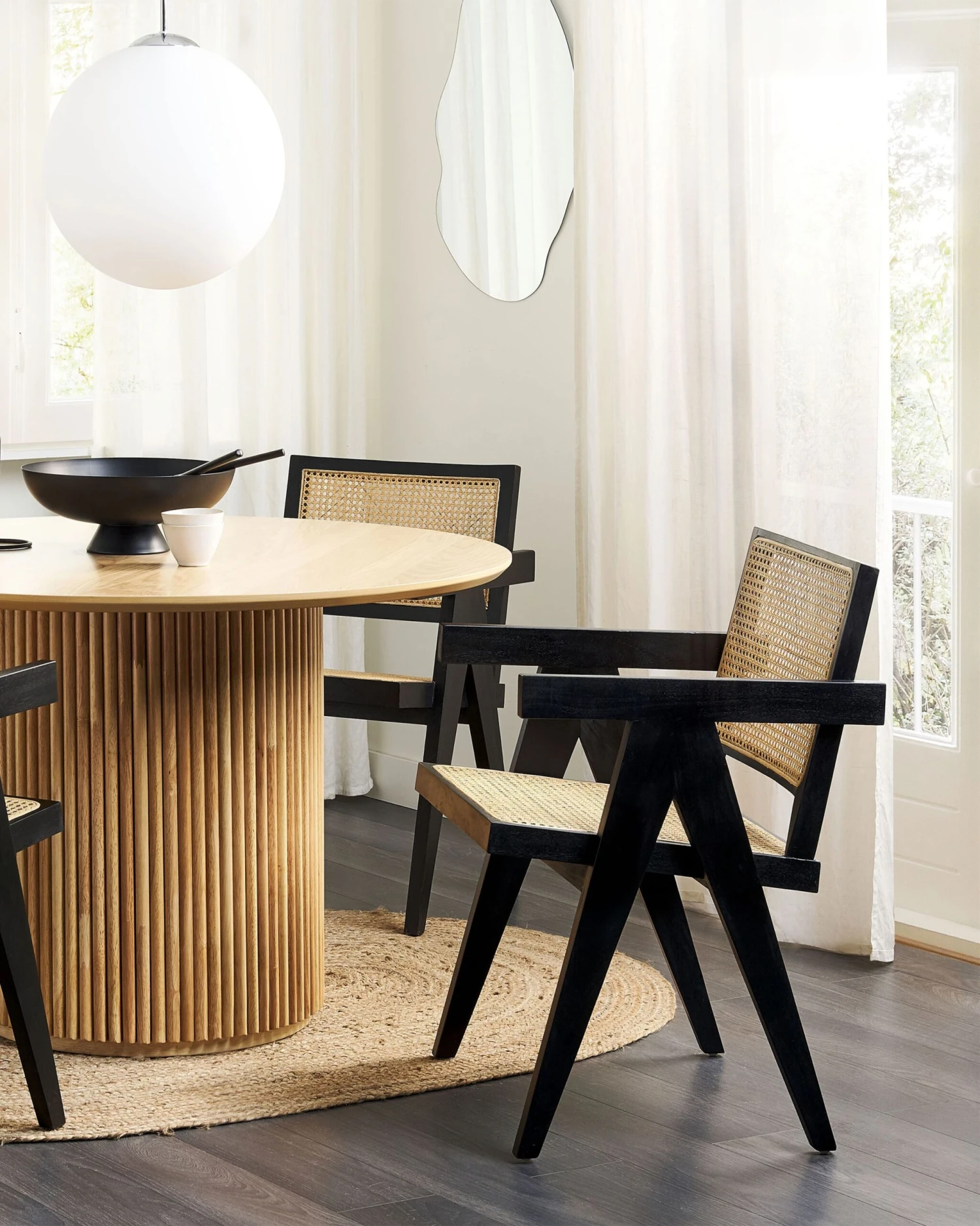 Wooden Chair With Rattan Braid Light Wood And Black WESTBROOK - Image 2