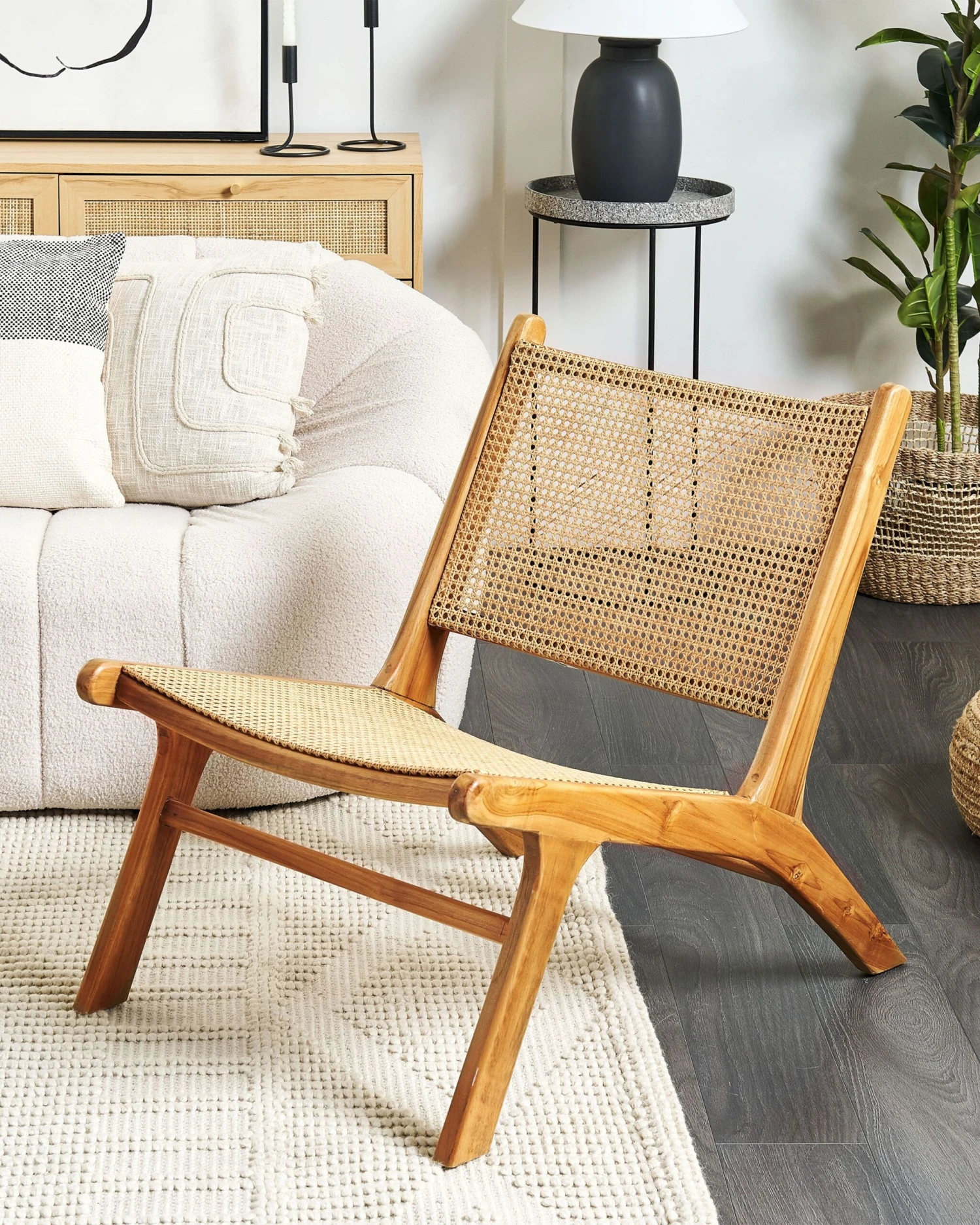 Wooden Chair With Rattan Braid Light Wood MIDDLETOWN - Image 2
