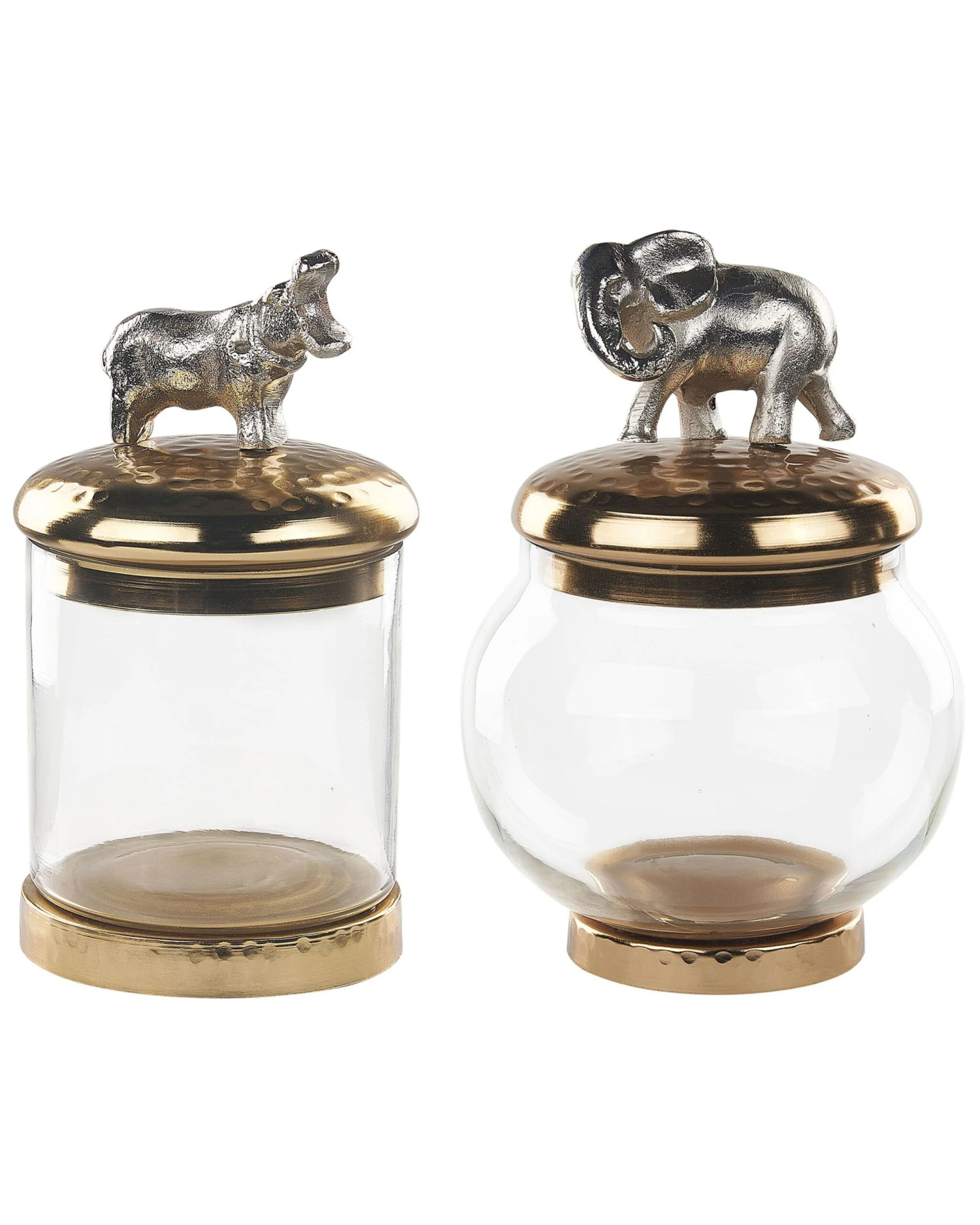 Set Of 2 Decorative Containers Gold And Silver LAKI