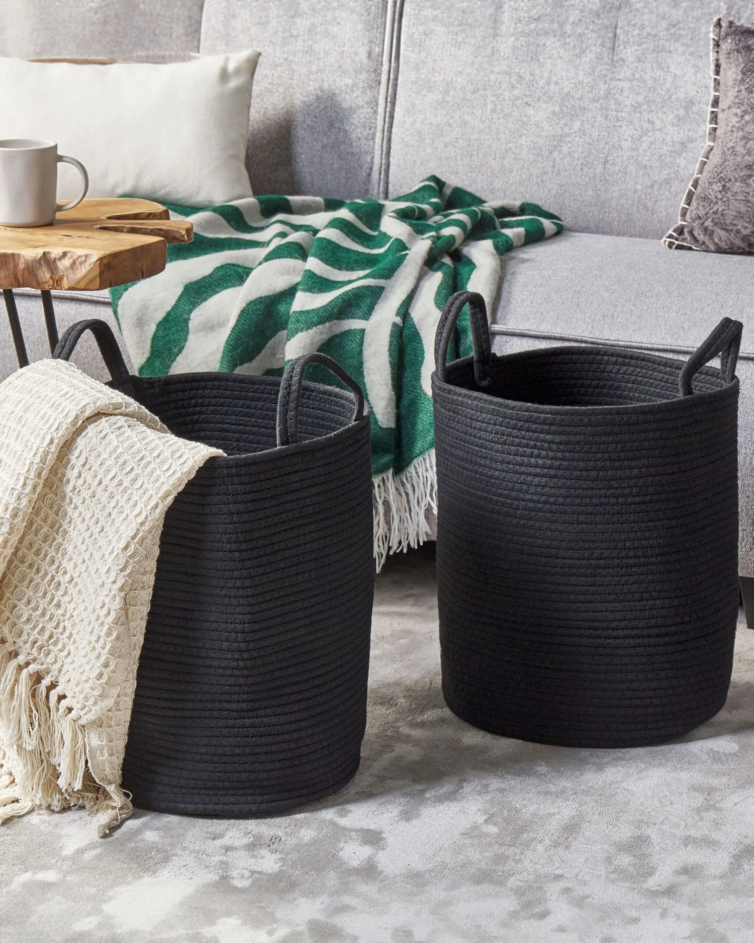 Set Of 2 Cotton Baskets Black SARYK - Image 2