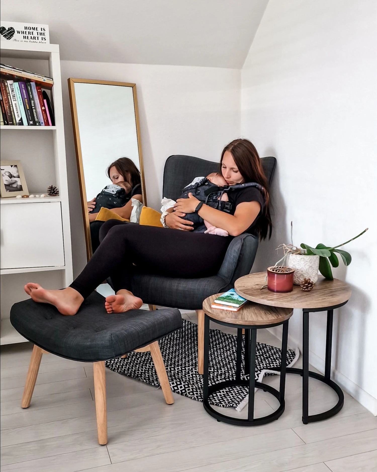 Wingback Chair With Footstool Dark Grey VEJLE - Image 4