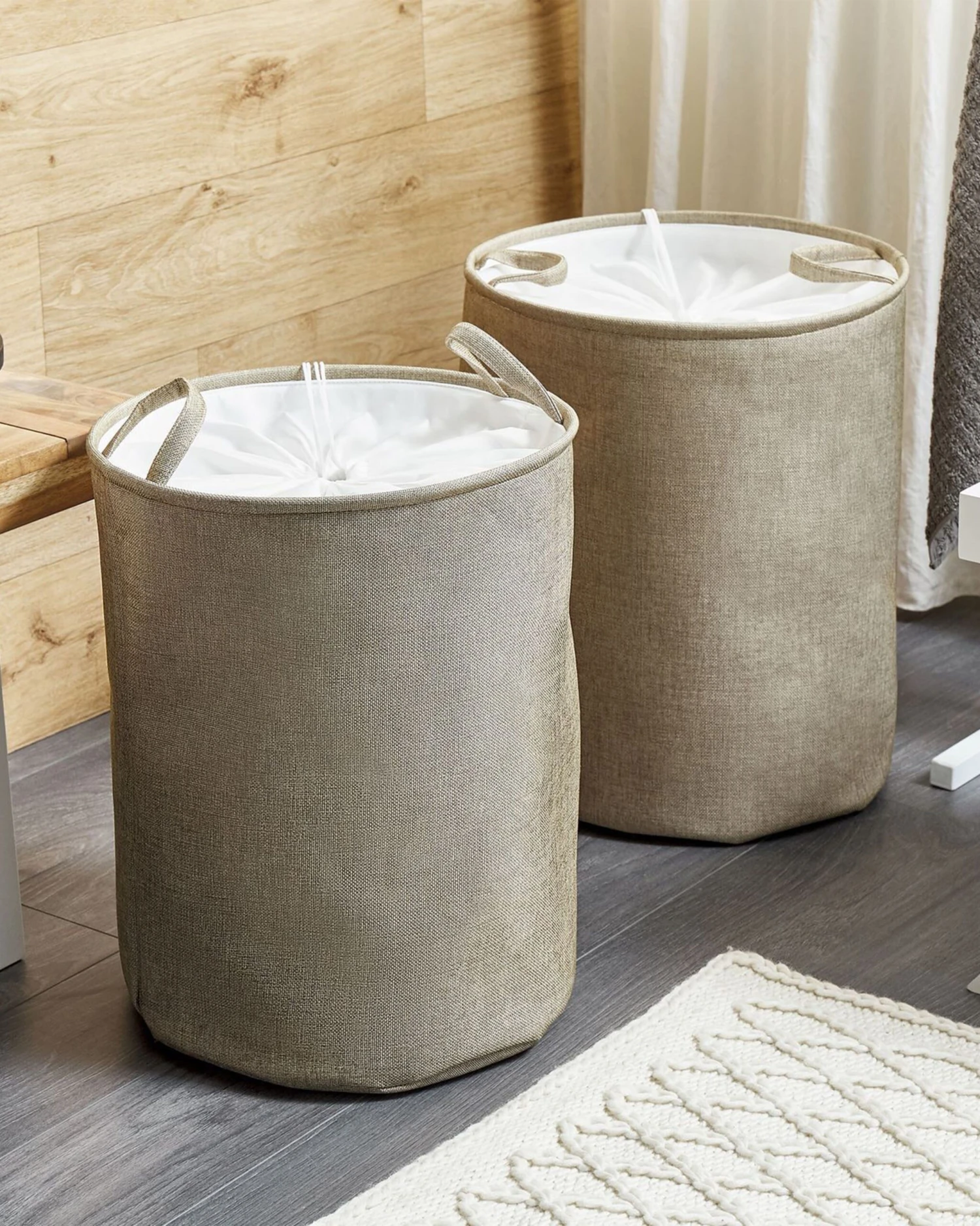 Set Of 2 Fabric Baskets Beige SAMTI 4 Set Of 2 Fabric Baskets Beige SAMTI - Image 2