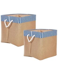 Set Of 2 Fabric Baskets Beige TUGUL