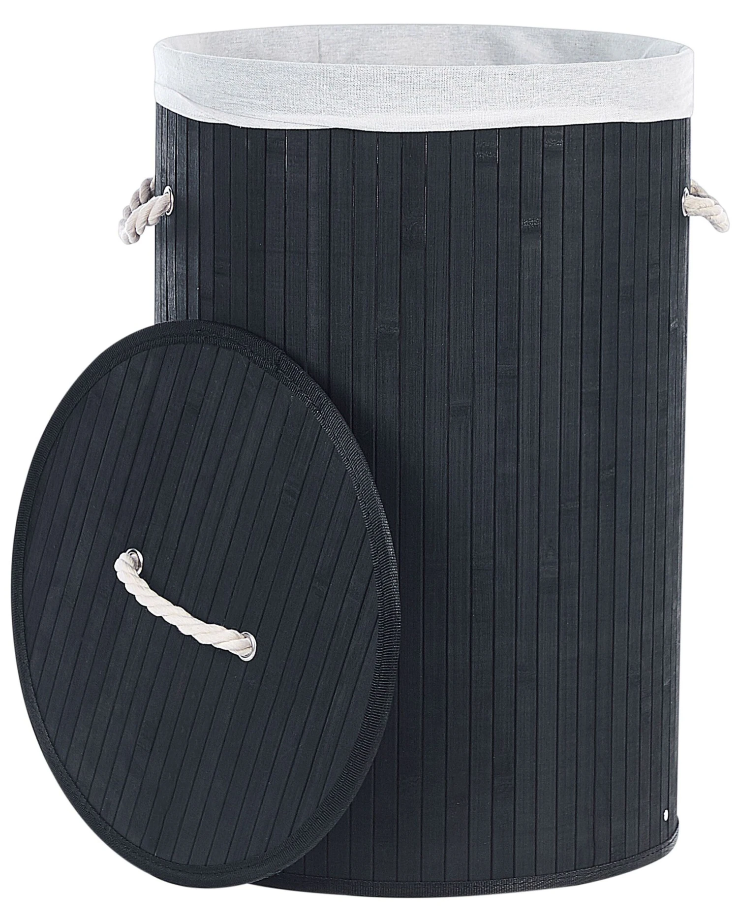 Bamboo Basket With Lid Black SANNAR - Image 3